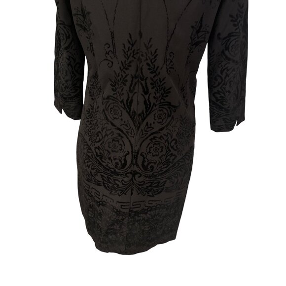 Desigual Black Tunic Dress With Textured Velvet Floral Pattern & 3/4 Sleeves Wom - Picture 7 of 13
